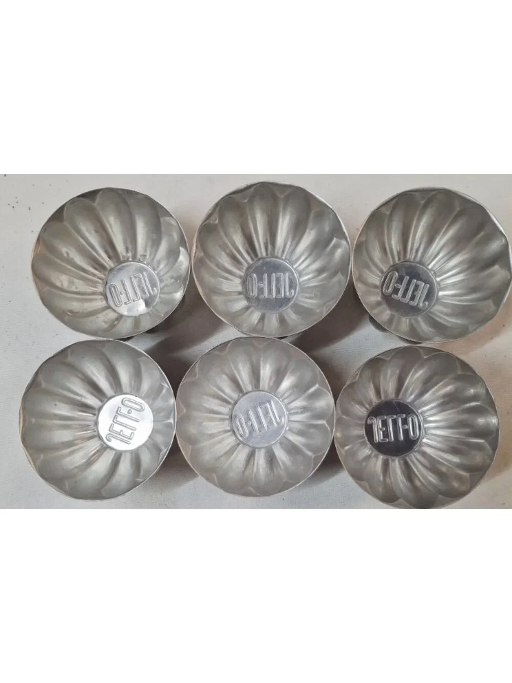 Vintage Jell-O Aluminum Mold Set Of 6 Retro Fluted Dessert Cups For Baking Or Ge